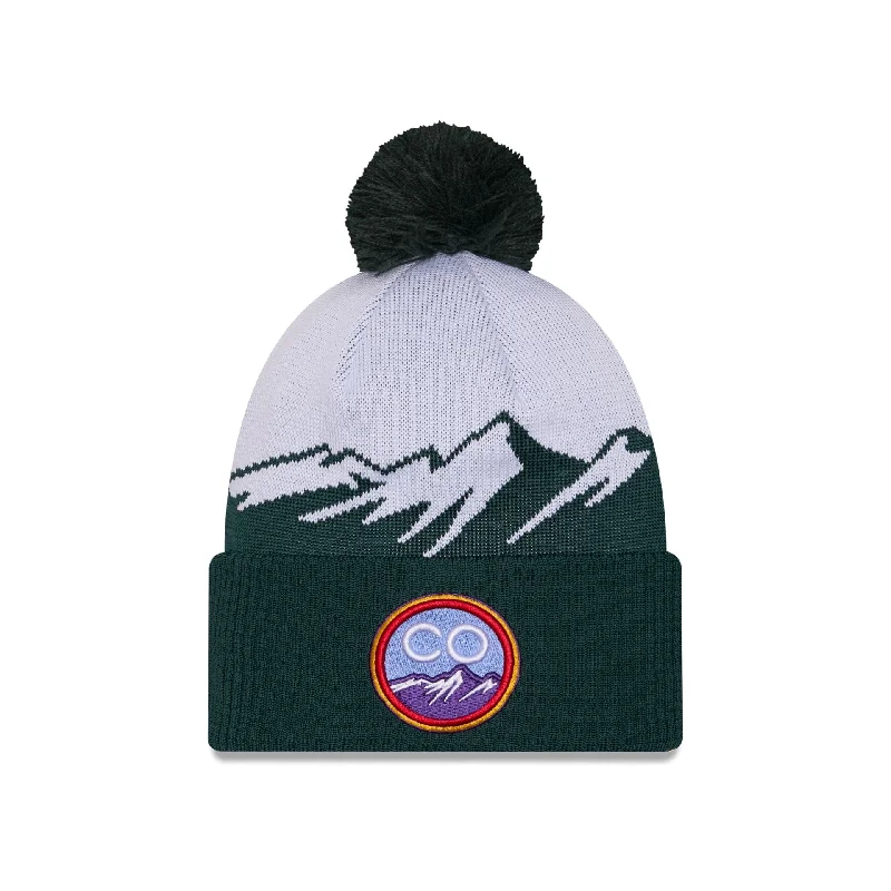 Men’s neat tie stripe-Colorado Rockies City Connect Pom Knit Hat