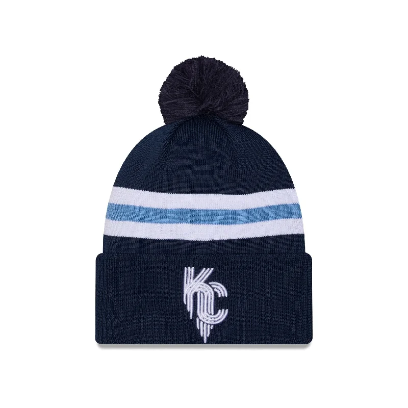 Men’s rugged canvas strap-Kansas City Royals City Connect Pom Knit Hat