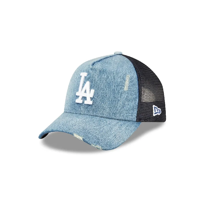 Men’s clean pocket square-Los Angeles Dodgers Distressed Denim 9FORTY A-Frame Trucker Hat