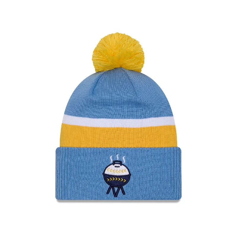 Men’s wide leather strap-Milwaukee Brewers City Connect Pom Knit Hat