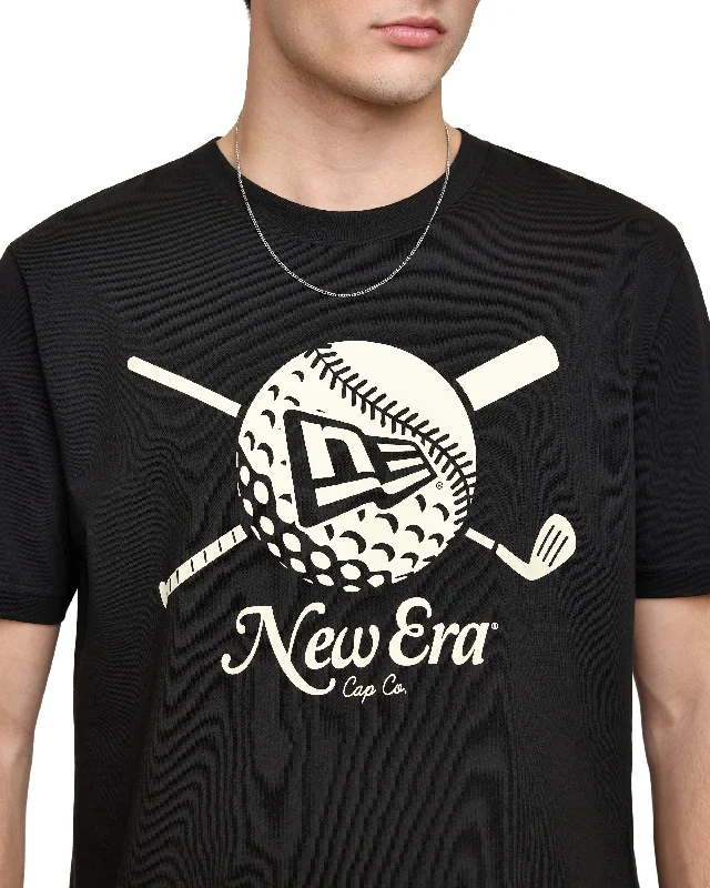 Men’s neat cotton square-New Era Cap Fairway Black T-Shirt