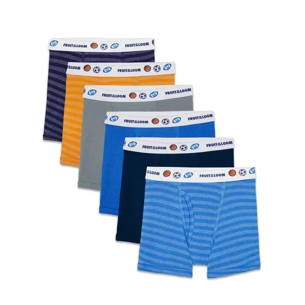 Men’s tough braided strap-6-Pack Boys' Boxer Briefs 6EL467T