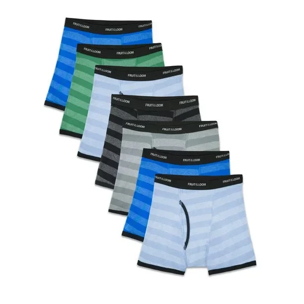 Men’s sporty watch band-7-Pack Boys' Stripe CoolZone Boxer Briefs 7EL467B