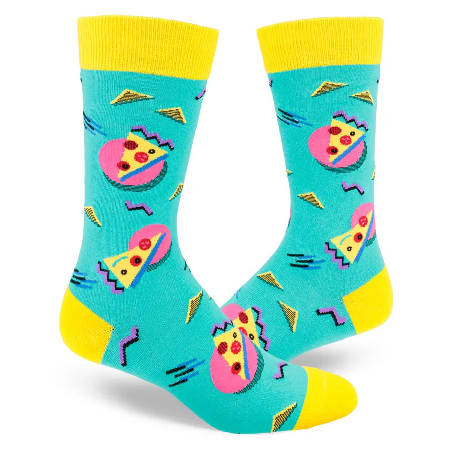 Men’s hip hat accessory-Men's 80's Pizza Party Socks