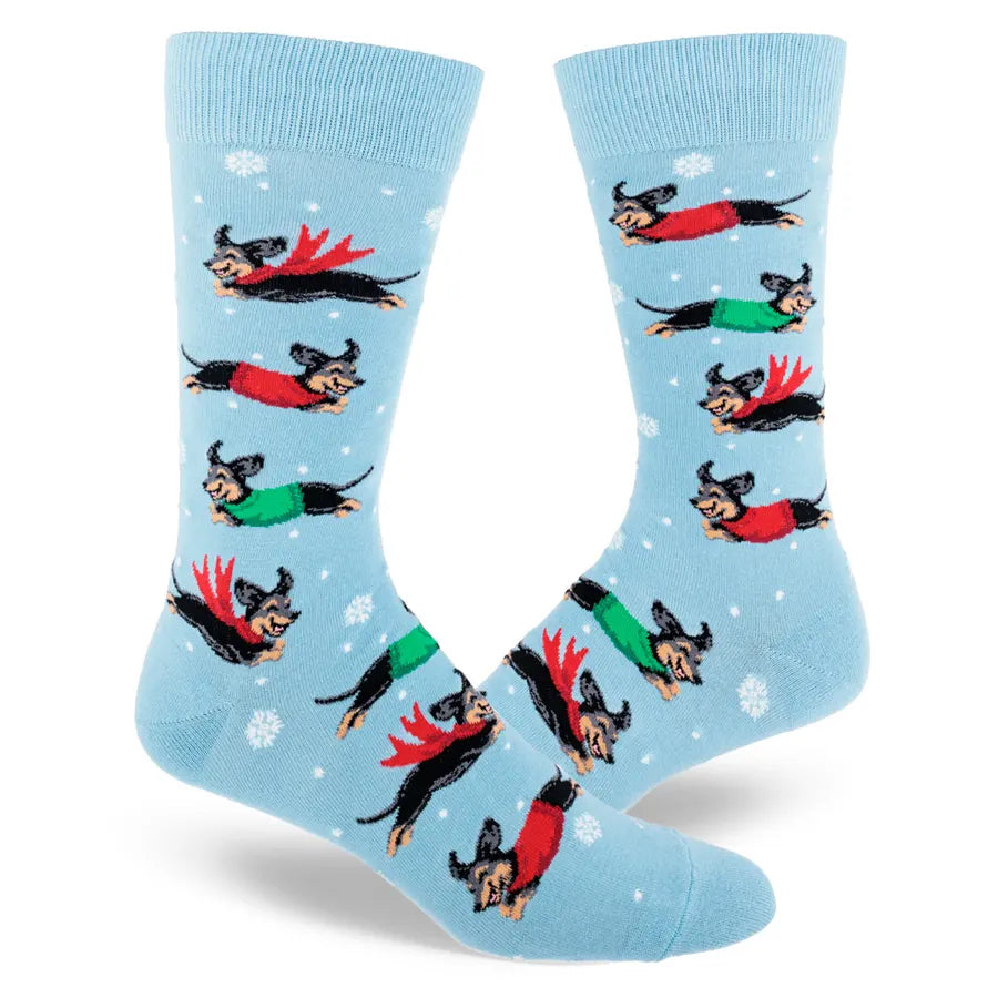 Men’s cool beanie accessory-Men's Dachshund Through The Snow Socks