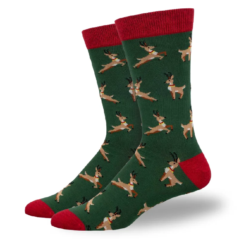 Men’s suave linen square-Men's Leaping Reindeer Silky Soft Bamboo Socks