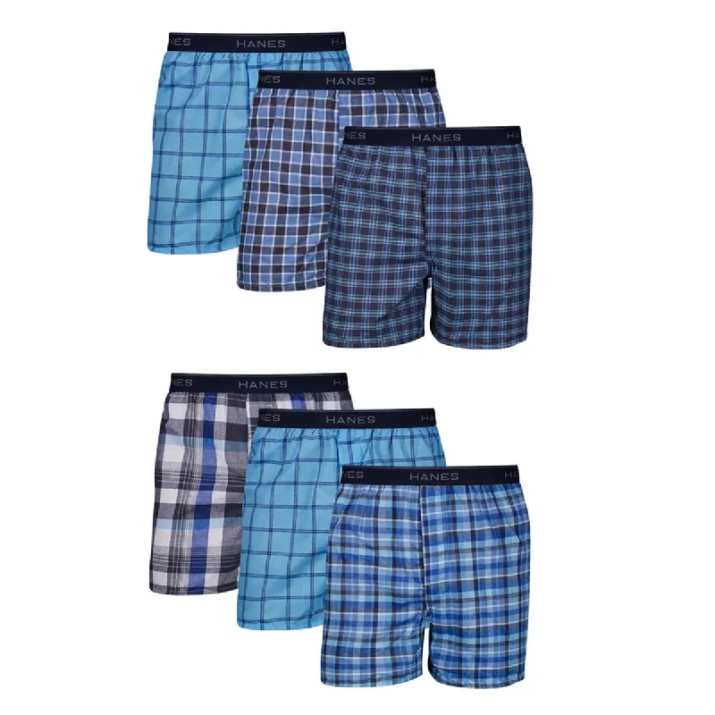 Men’s neat tie stripe-Men's Plaid Boxer Underwear 6-Pack 841BX6