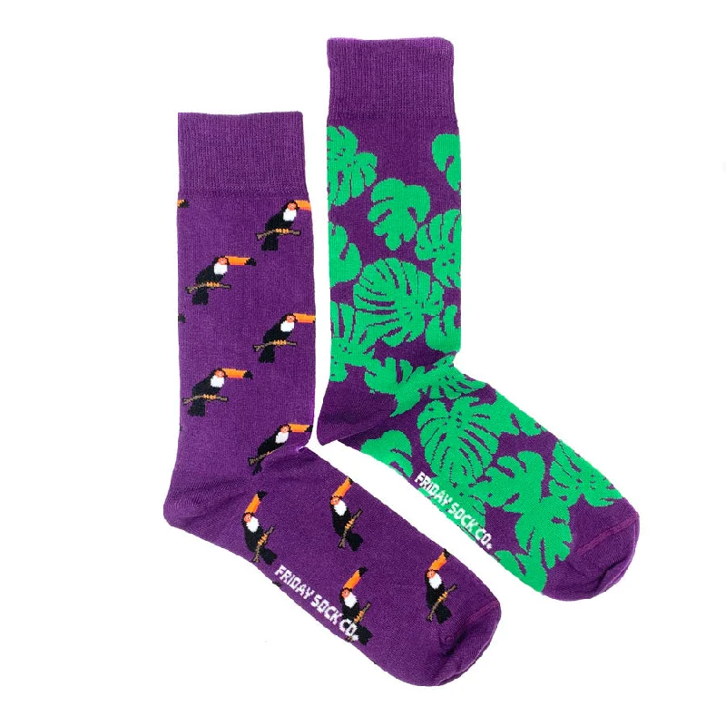 Men’s crisp silk tie-Men's Toucan and Monstera Socks