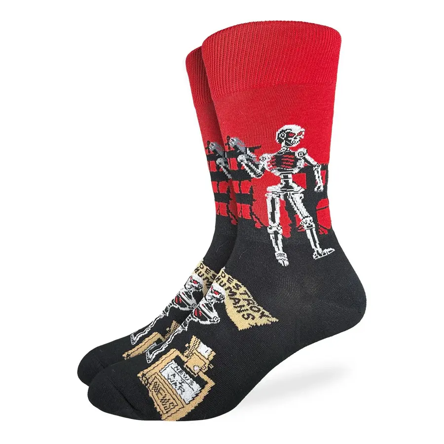 Men’s wide leather strap-Unisex Evil Robot Socks