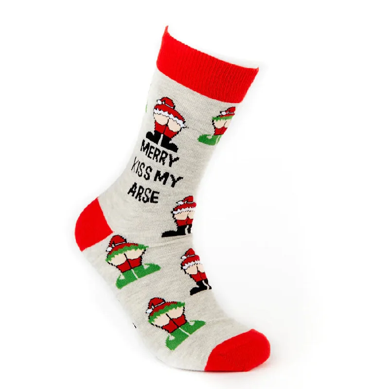 Men’s sleek designer cufflinks-Unisex Merry Kiss My Arse Socks