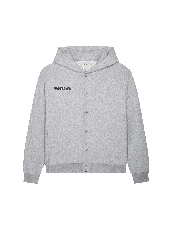 Men’s baggy zip-up top-Womens 365 Midweight Snap Button Hoodie—grey marl