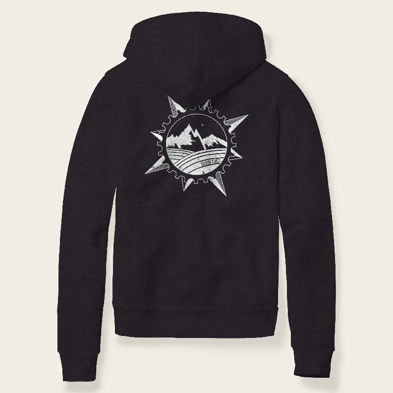 Men’s toasty printed hoodie-Compass Hoodie - Dark Heather Grey