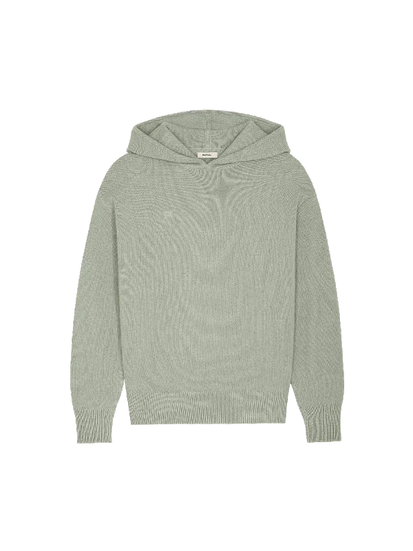 Men’s silky white hoodie-Womens DNA Recycled Cashmere Hoodie—moss green