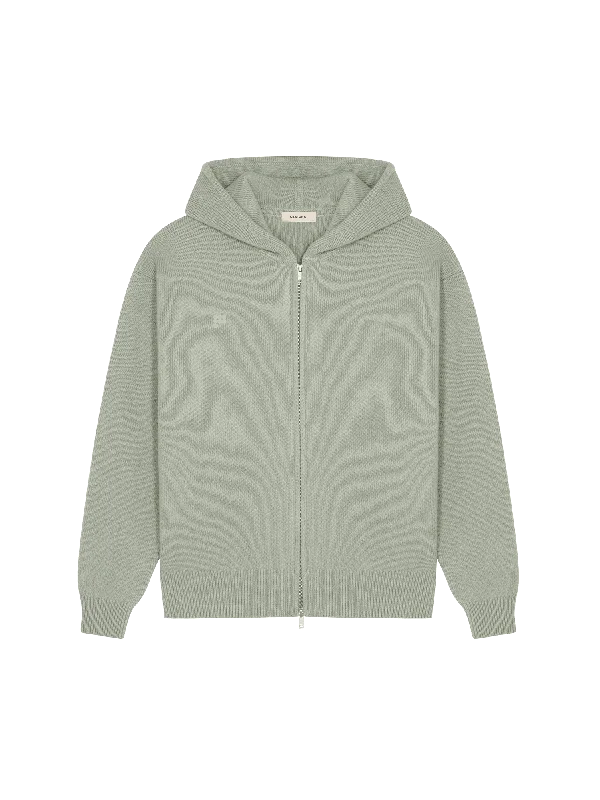 Men’s suave printed top-Womens DNA Recycled Cashmere Zipped Hoodie—moss green