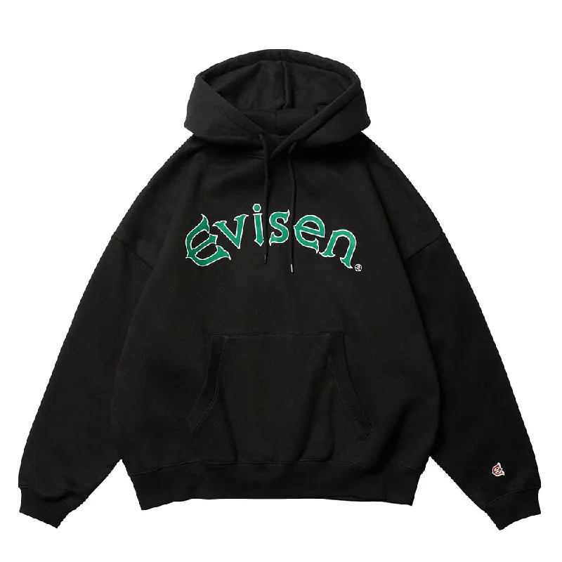 Men’s neat gray hoodie-EVISEN ARCH LOGO HOODIE BLACK