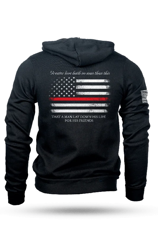 Men’s rich fleece pullover-Thin Red Line - Full-Zip Hoodie