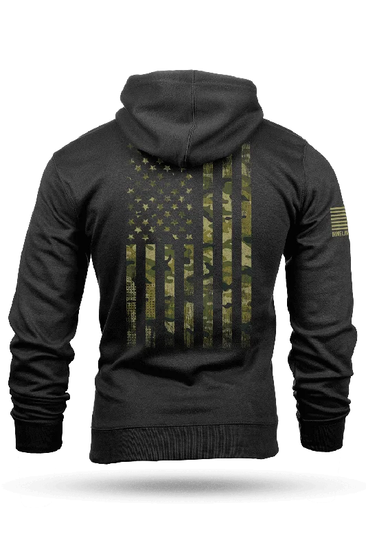 Men’s tight cotton hoodie-American Camo - Hoodie