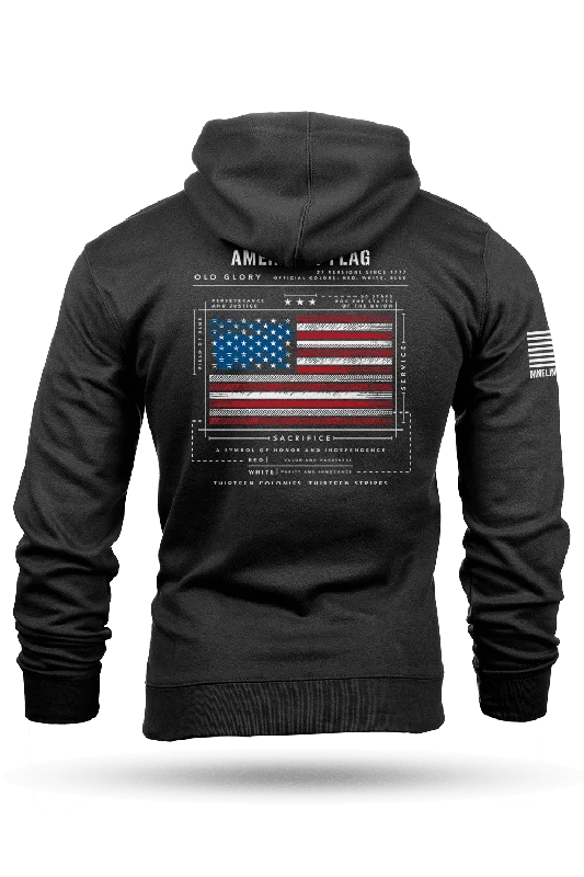 Men’s velvety athletic top-American Flag Schematic - Hoodie