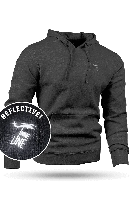 Men’s relaxed white top-Reflective Dropline Logo - Hoodie