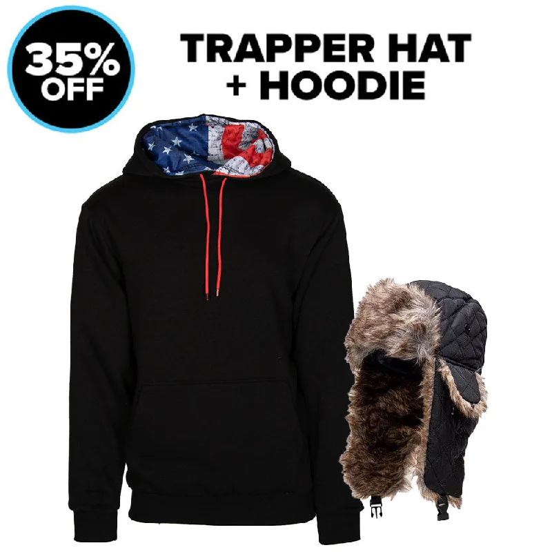 Men’s baggy athletic top-Hoodie + Trapper Hat