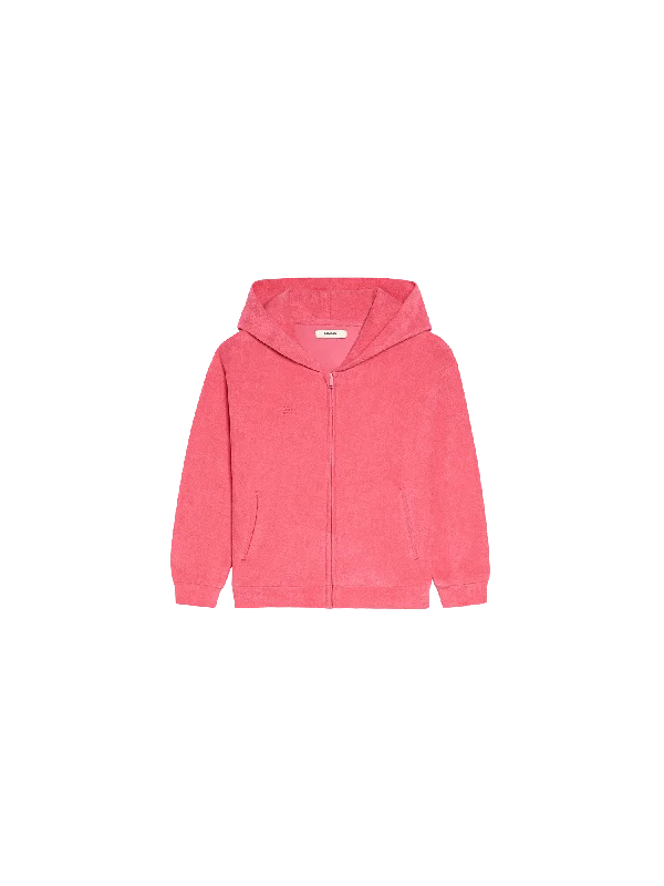 Men’s neat printed hoodie-Kids Towelling Zipped Hoodie—lotus pink