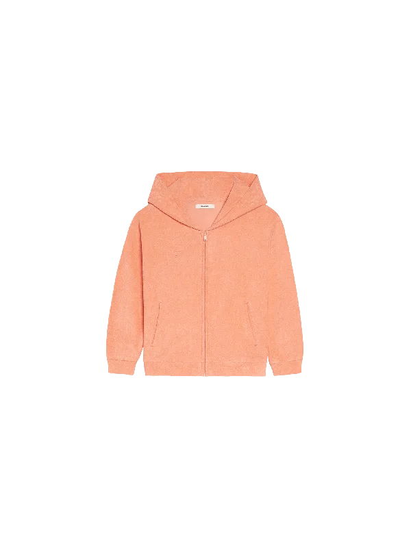 Men’s baggy black top-Kids Towelling Zipped Hoodie—peach perfect