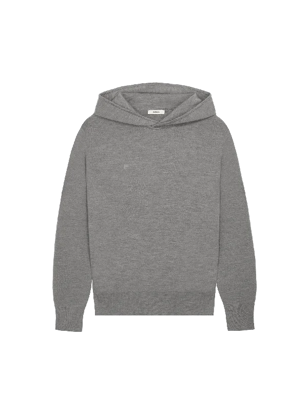 Men’s toasty sweatshirt hoodie-Mens Regenerative Merino Wool Hoodie—grey marl