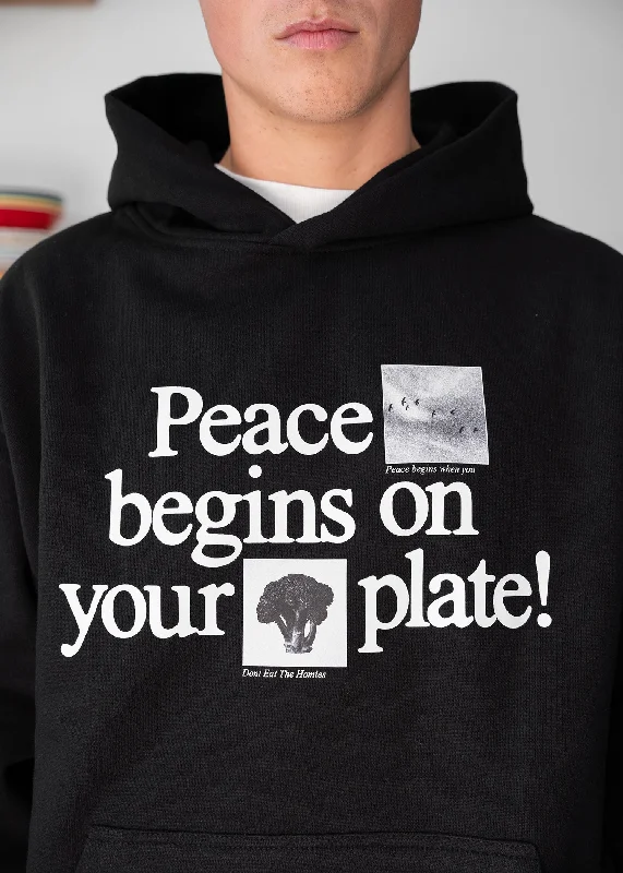 Men’s sharp athletic top-Peace Begins On Your Plate Hoodie