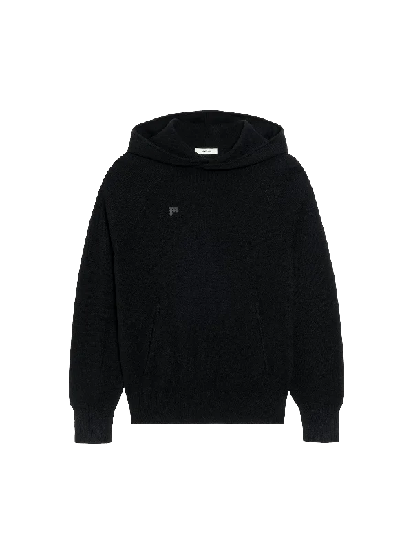 Men’s tight fleece zip-Womens Recycled Cashmere Hoodie—black