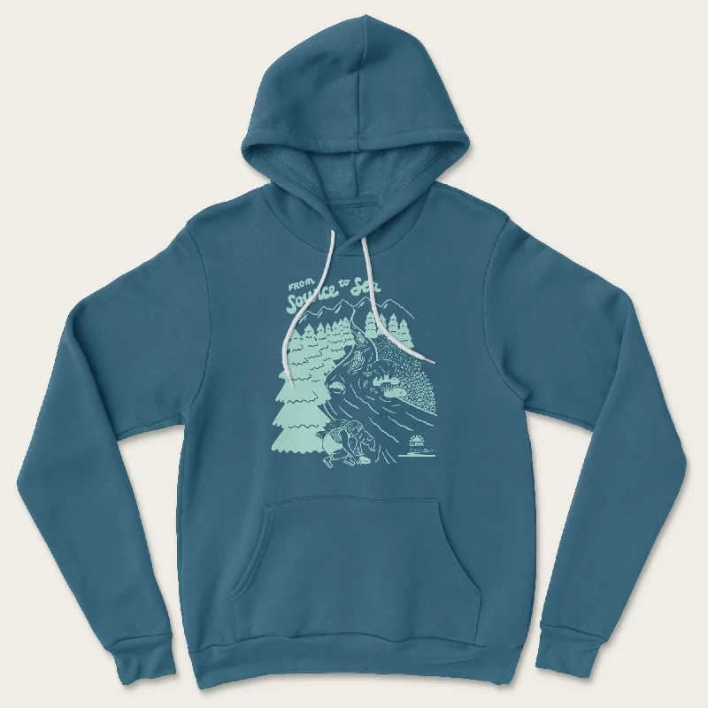 Men’s breezy graphic top-Source to Sea Unisex Hoodie - Heather Deep Teal