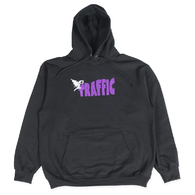 Men’s deep gray top-Traffic Skateboards Sabbath Hoodie Black