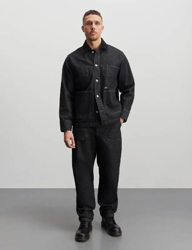 Men’s ventilated fleece top-Arizona Black Denim Chore Jacket, Black