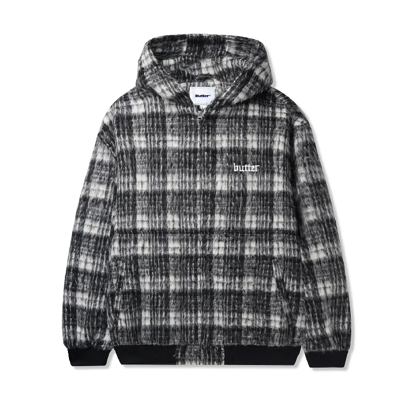 Men’s airy bomber top-Butter Goods Heavy Plaid Work Jacket - Black/White