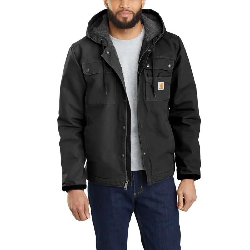 Men’s snug windbreaker top-Carhartt 103826 Relaxed Fit Washed Duck Sherpa Lined Utility Jacket