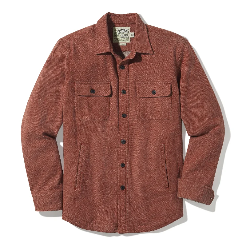 Men’s airy quilted top-Flannel Twill Shirt Jacket - Brandy Brown