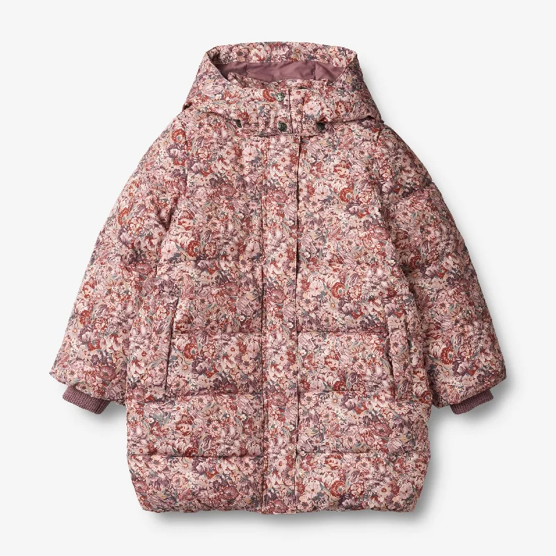 Men’s crisp leather top-Puffer Coat Yrsa - flowers in plenty