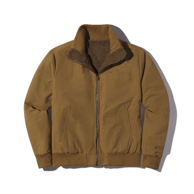 Men’s snug windbreaker top-Sherpa Reversible Full Zip Jacket  - Canteen