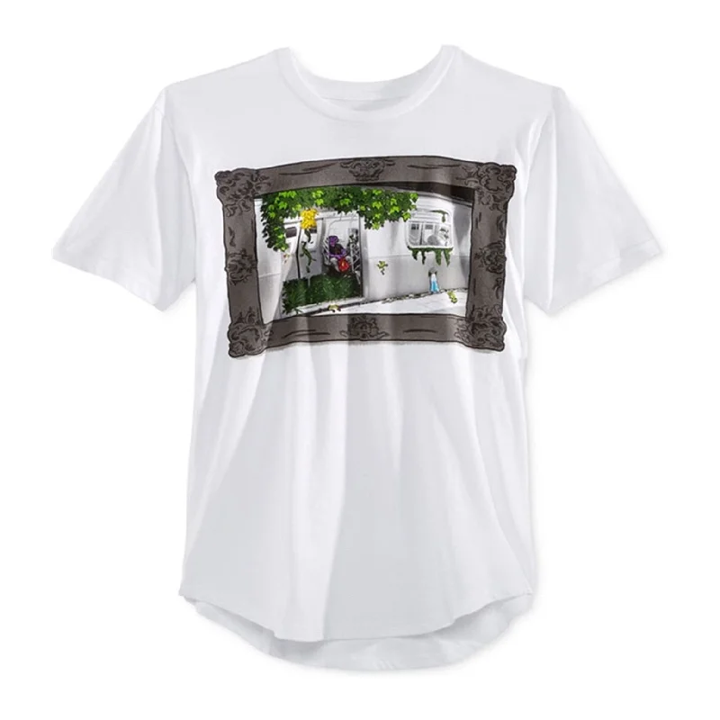 Men’s cozy fit top-American Rag Mens Jungle Subway Graphic T-Shirt, White, Medium