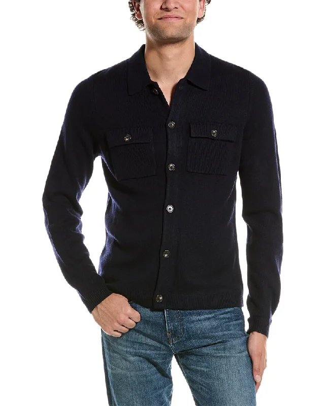 Men’s baggy turtleneck sweater-Amicale Cashmere Button Front Wool & Cashmere-Blend Shirt