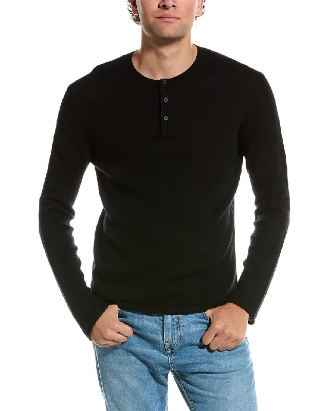 Men’s breezy fleece pullover-Amicale Cashmere Henley Cashmere Sweater