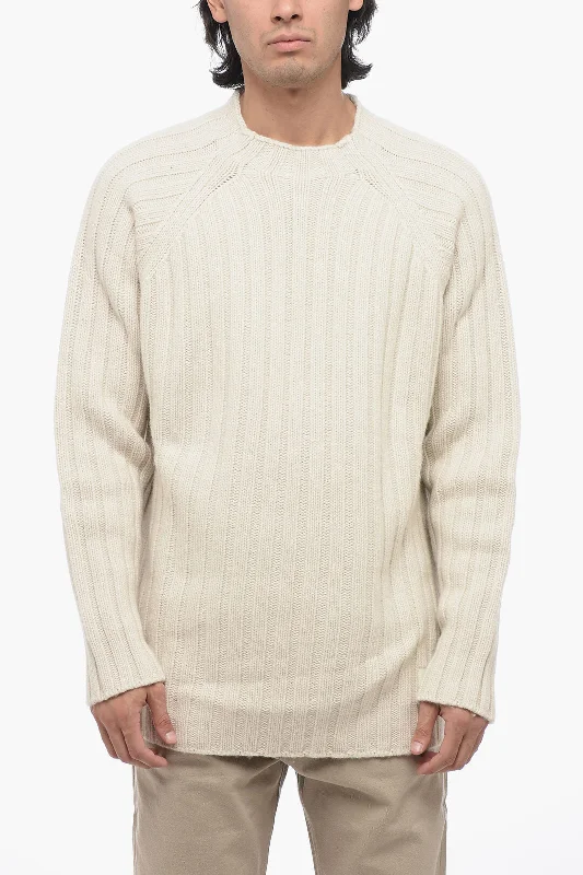 Men’s suave crew top-Armani GA EMPORIO Ribbed Wool Blend Pullover