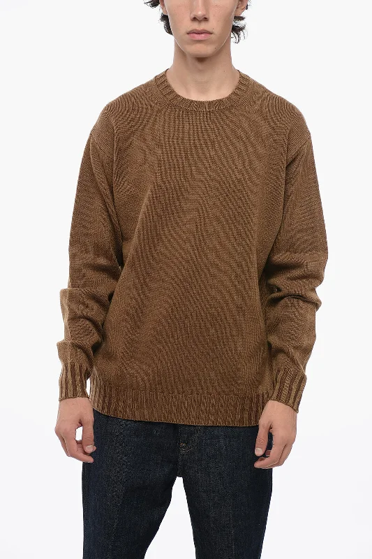 Men’s toasty knit crew-Auralee Solid Color Wool Crew-neck Sweater