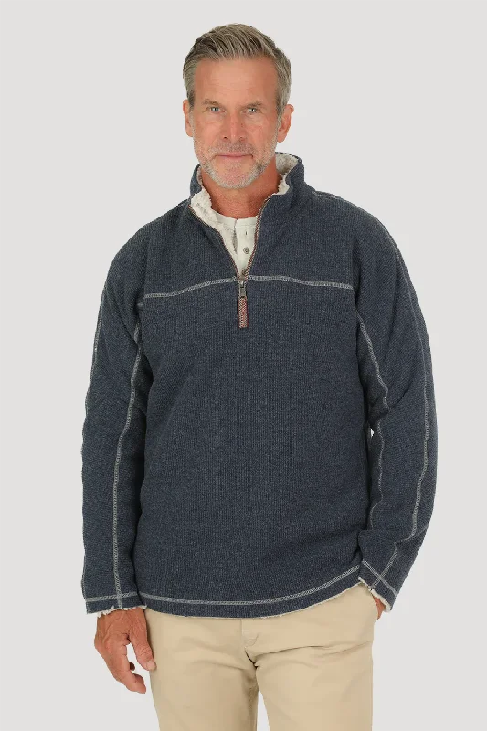 Men’s silky texture shirt-Bonded Vintage Cord 1/4 Zip Pullover