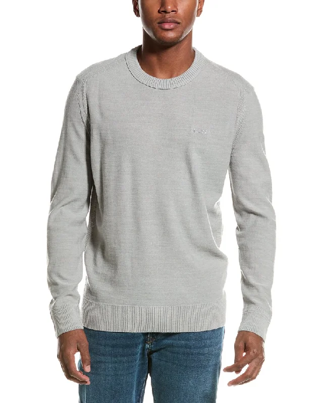 Men’s relaxed turtleneck top-BOSS Hugo Boss Avac Wool-Blend Crewneck Sweater