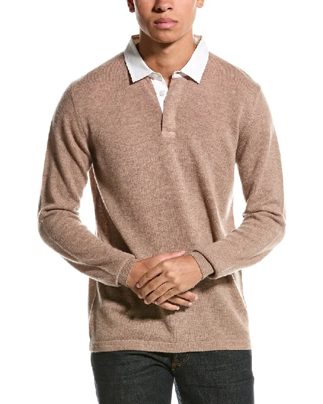 Men’s sharp wool cardigan-Brodie Cashmere Wool & Cashmere-Blend Rugby Shirt