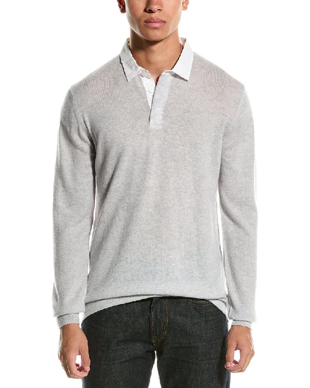 Men’s toasty knit crew-Brodie Cashmere Wool & Cashmere-Blend Rugby Shirt