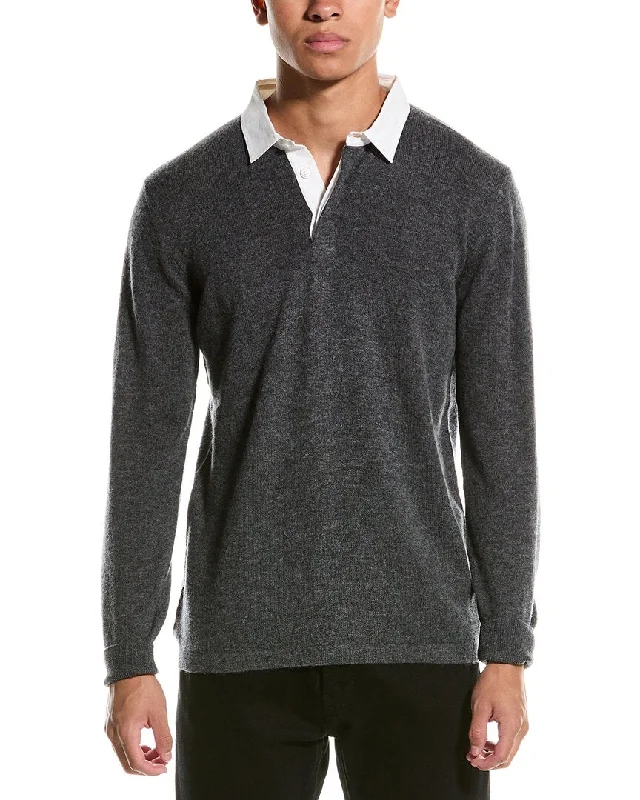 Men’s tough cotton sweater-Brodie Cashmere Wool & Cashmere-Blend Rugby Shirt