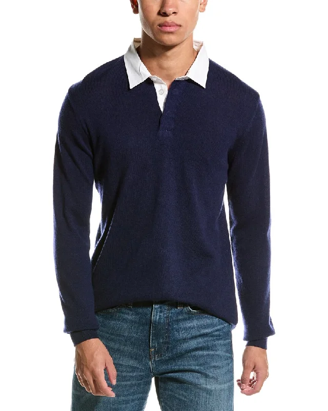 Men’s velvety cashmere sweater-Brodie Cashmere Wool & Cashmere-Blend Rugby Shirt