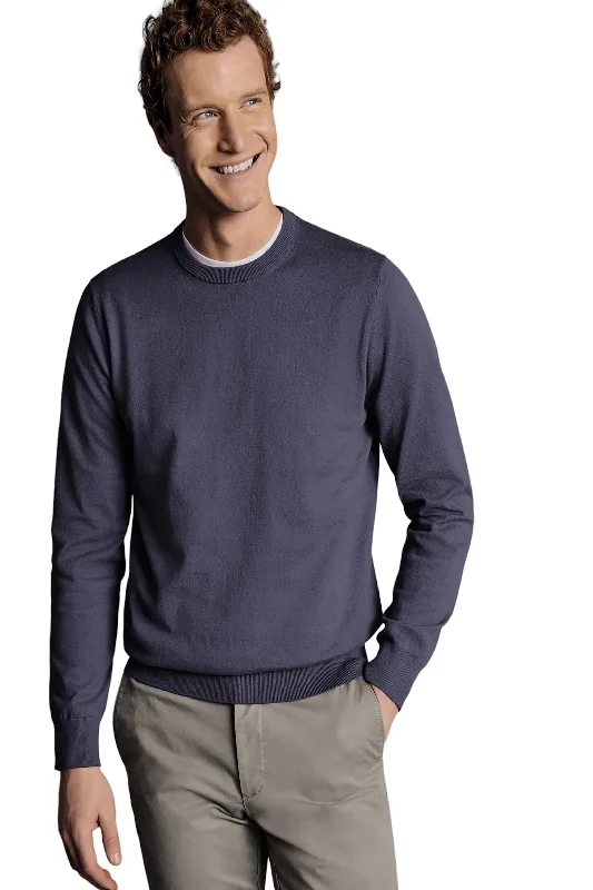 Men’s plush cashmere sweater-Charles Tyrwhitt Men's Combed Cotton Crew Neck Sweater