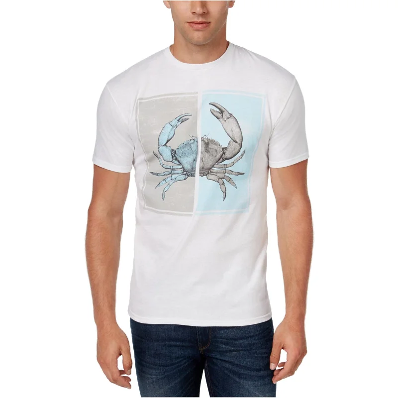 Men’s core summer top-Club Room Mens Split Crab Graphic T-Shirt, White, Small